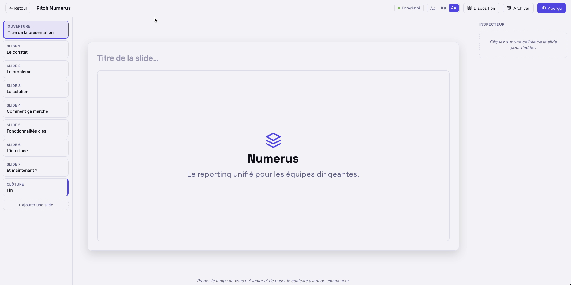 Éditeur de présentations Numerus